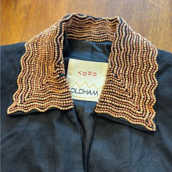 Todd Oldham vintage Black Jacket with brown Beaded Swirls medium collectable - Picture 4 of 16